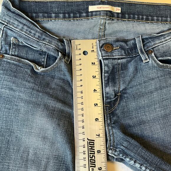 Levi’s Women Skinny Jeans size W29 L32 Blue Mid Rise Stretch Boot Cut - Picture 6 of 12